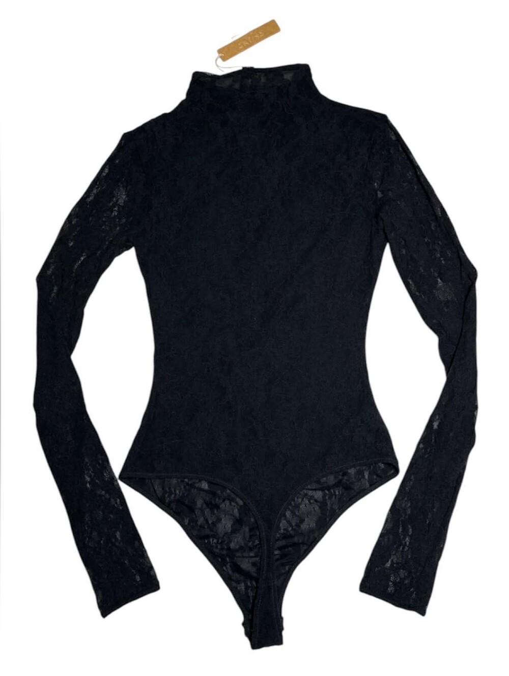 NWT $98 SKIMS Zip Front Stretch Lace Lined Long Sleeve Thong Bodysuit Medium - Picture 6 of 8